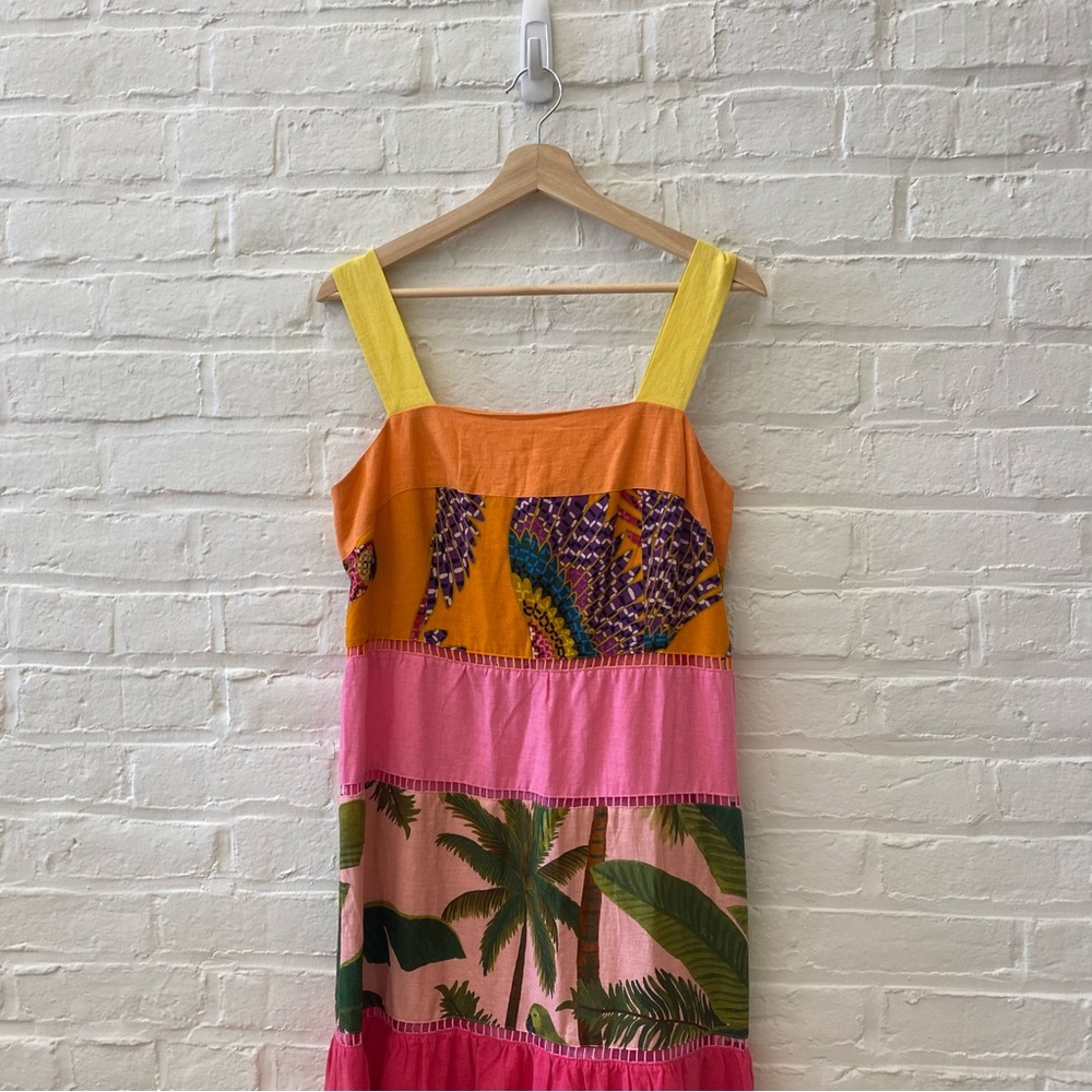 FARM Rio || Rainbow Mixed Prints Maxi Dress Tiered Leopard Medium NWT - Picture 3 of 9